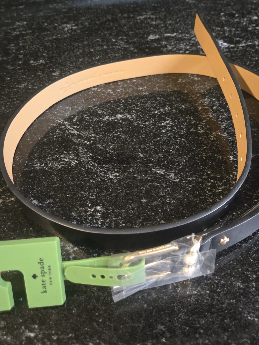 kate spade Black Belt with Tan Interior and Gold Hardware